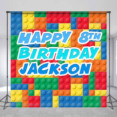 Lofaris Custom Building Block Happy 8th Birthday Backdrop