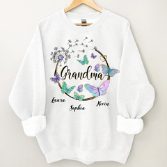 Lofaris Custom Butterfly Dandelion Circle Grandma Sweatshirt