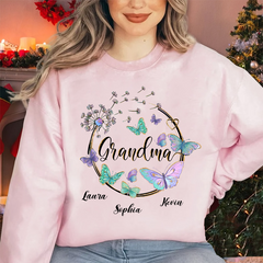 Lofaris Custom Butterfly Dandelion Circle Grandma Sweatshirt