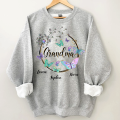 Lofaris Custom Butterfly Dandelion Circle Grandma Sweatshirt