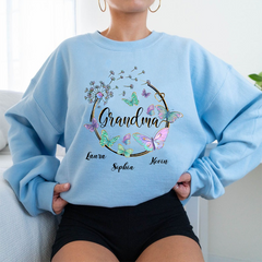 Lofaris Custom Butterfly Dandelion Circle Grandma Sweatshirt