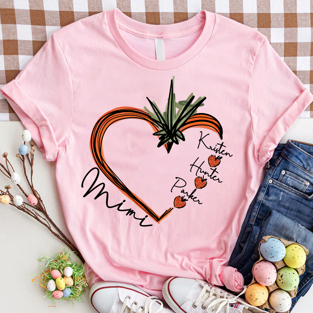 Lofaris Custom Carrot Heart Mimi And Kids Easter Day T-Shirt