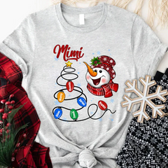 Lofaris Custom Christmas Tree Line Mimi Snowman T-Shirt