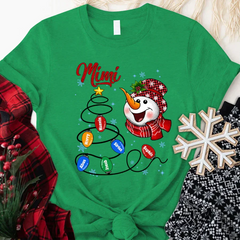 Lofaris Custom Christmas Tree Line Mimi Snowman T-Shirt