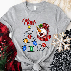 Lofaris Custom Christmas Tree Line Mimi Snowman T-Shirt