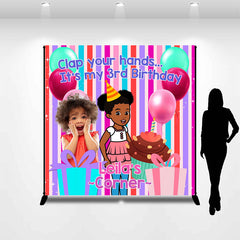 Lofaris Custom Clap Your Hands Colorful 3rd Birthday Backdrop