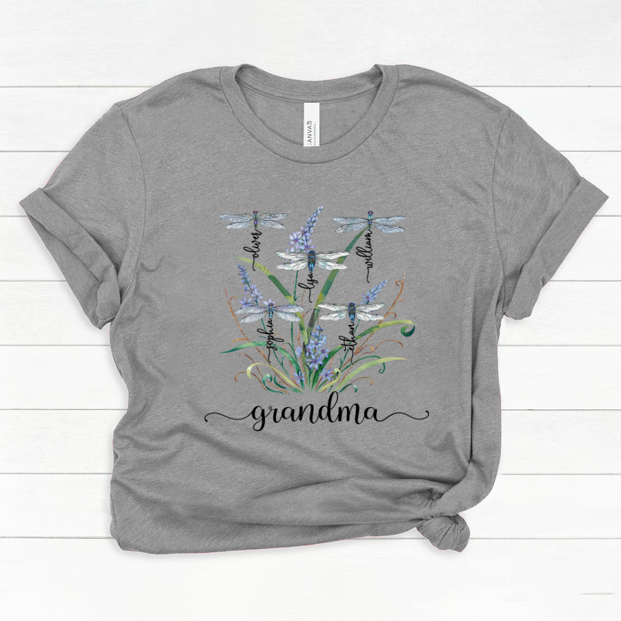 Lofaris Custom Classic Grandma Kids Weeds Dragonfly T-Shirt