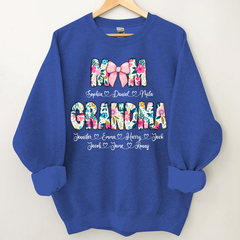 Lofaris Custom Colorful Floral Mom Grandma Kids Sweatshirt