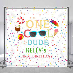 Lofaris Custom Colorful One Cool Dude 1st Birthday Backdrop