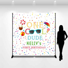 Lofaris Custom Colorful One Cool Dude 1st Birthday Backdrop