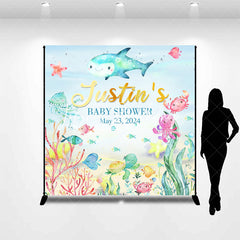 Lofaris Custom Colorful Undersea Animal Baby Shower Backdrop