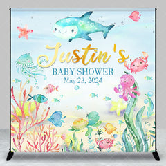 Lofaris Custom Colorful Undersea Animal Baby Shower Backdrop