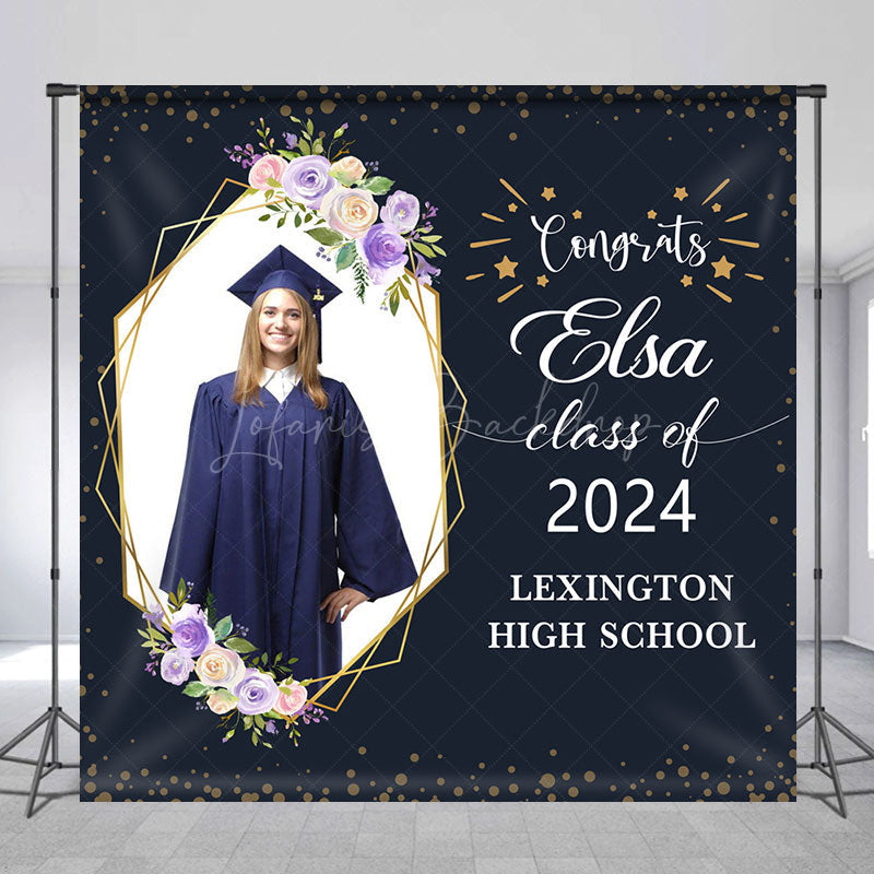 Lofaris Custom Congrats Class Of 2024 Black Grad Backdrop