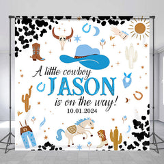 Lofaris Custom Cowboy Cow Pattern Baby Shower Backdrop