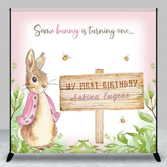 Lofaris Custom Cute Bunny Spring Plant 1st Birthday Backdrop