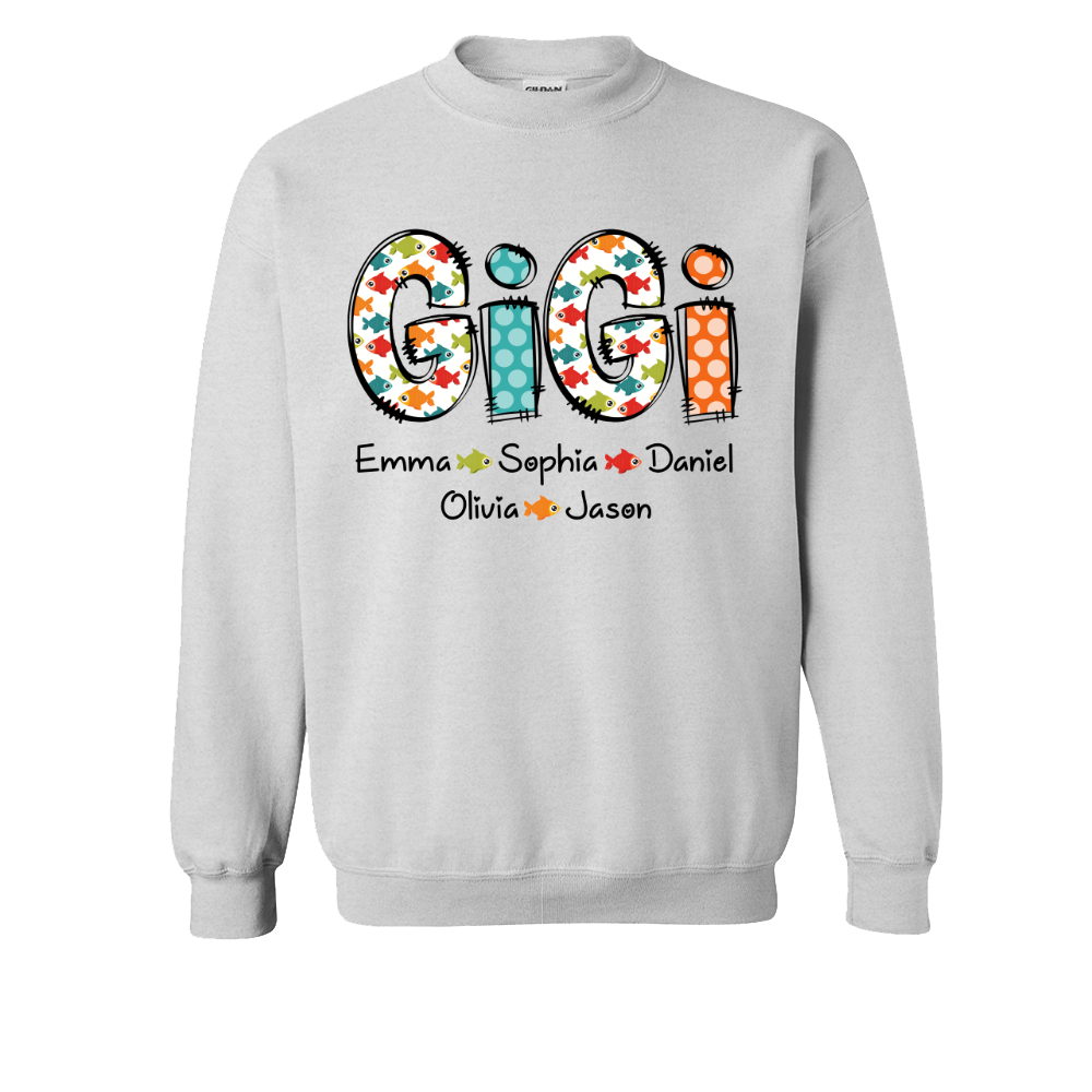 Lofaris Custom Cute Dots Gigi Fishing And Grandkids Sweatshirt