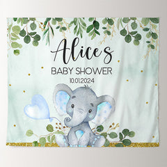 Lofaris Custom Cute Elephant Green Backdrop For Baby Shower