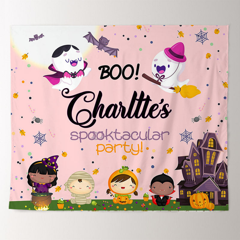 Custom Cute Halloween Spooktacular Party Backdrop - Lofaris