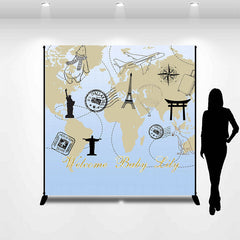 Lofaris Custom Cute Kids World Map Baby Shower Backdrop