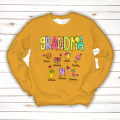 Lofaris Custom Cute Summer Grandma And Grandkids Sweatshirt