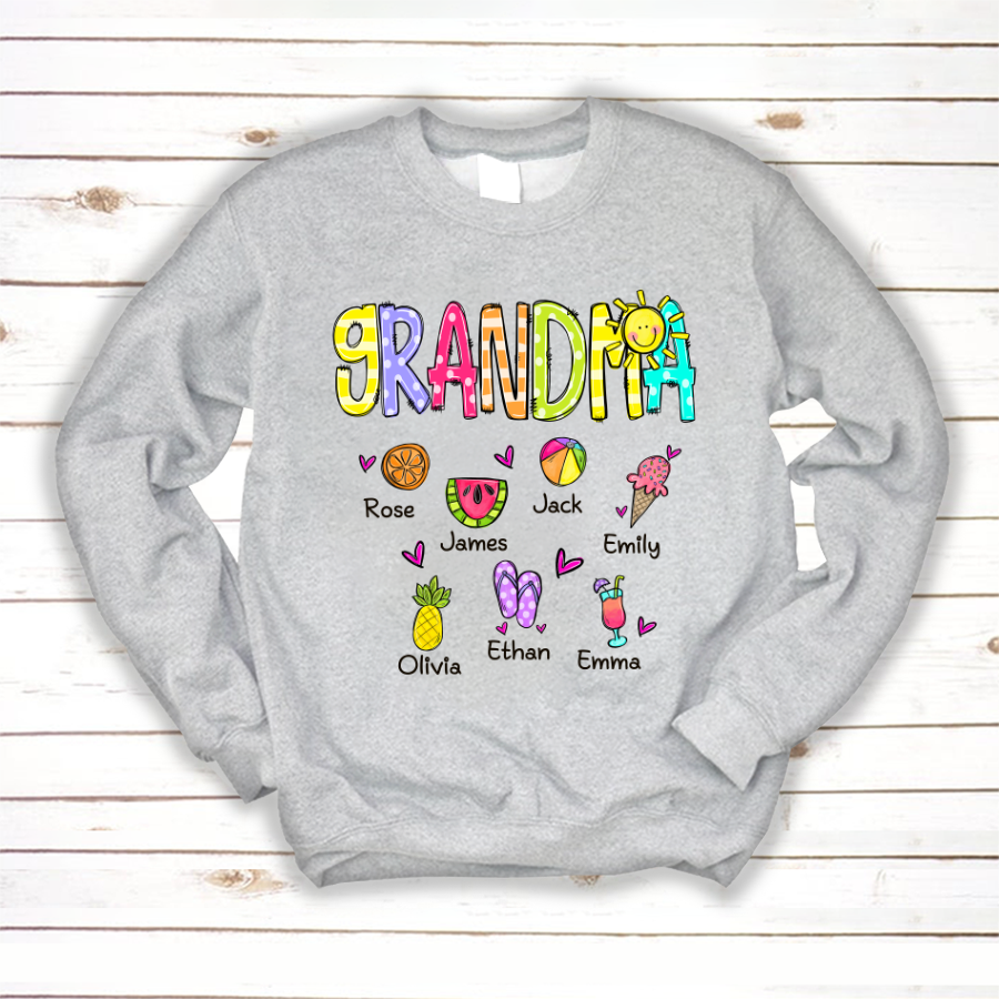 Lofaris Custom Cute Summer Grandma And Grandkids Sweatshirt