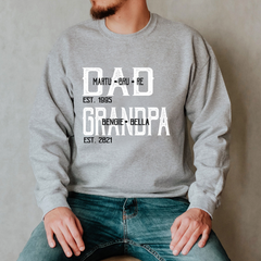 Lofaris Custom Dad Grandpa Est Kids Birthday Gift Sweatshirt