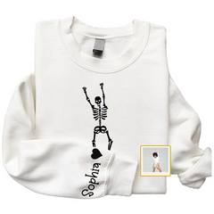 Lofaris Custom Dancing Skeleton Halloween Photo Sweatshirt