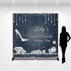 Lofaris Custom Denim Diamonds High Heels Birthday Backdrop