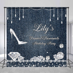 Lofaris Custom Denim Diamonds High Heels Birthday Backdrop