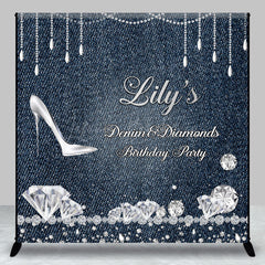 Lofaris Custom Denim Diamonds High Heels Birthday Backdrop