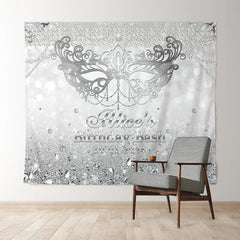 Lofaris Custom Diamond Mask Pearl Silver Birthday Backdrop