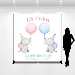 Lofaris Custom Double The Love Twins Baby Shower Backdrop