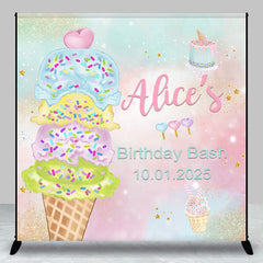 Lofaris Custom Dreamlike Icecream Cake 3rd Birthday Backdrop