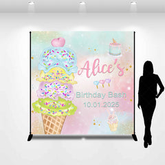 Lofaris Custom Dreamlike Icecream Cake 3rd Birthday Backdrop