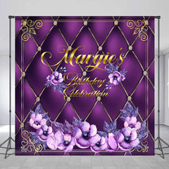 Lofaris Custom Elegant Floral Purple Gold Birthday Backdrop