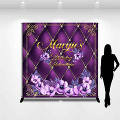 Lofaris Custom Elegant Floral Purple Gold Birthday Backdrop