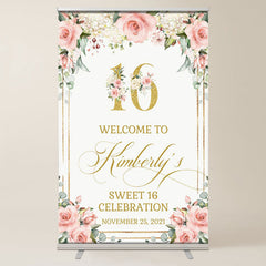 Lofaris Custom Elegant Pink Flower Birthday Welcome Sign