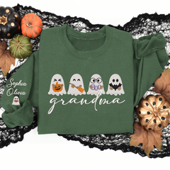 Lofaris Custom Embroidered Cute Ghosts Grandma Sweatshirt