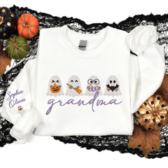 Lofaris Custom Embroidered Cute Ghosts Grandma Sweatshirt