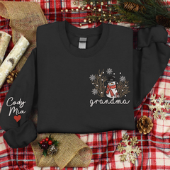 Lofaris Custom Embroidered Cute Snowman Grandma Sweatshirt