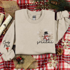 Lofaris Custom Embroidered Cute Snowman Grandma Sweatshirt