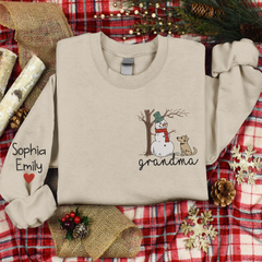 Lofaris Custom Embroidered Snowman Pet Grandma Sweatshirt