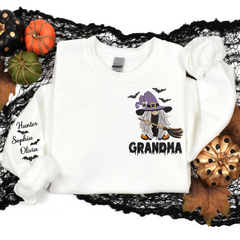 Lofaris Custom Embroidered Witch Grandma Halloween Sweatshirt