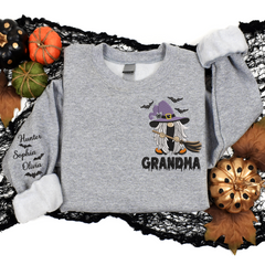 Lofaris Custom Embroidered Witch Grandma Halloween Sweatshirt