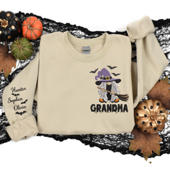 Lofaris Custom Embroidered Witch Grandma Halloween Sweatshirt