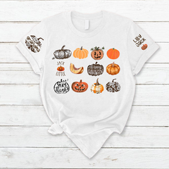 Lofaris Custom Fall Harvest Pumpkins Grandma and Kids T - Shirt