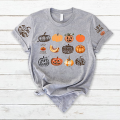 Lofaris Custom Fall Harvest Pumpkins Grandma and Kids T - Shirt