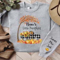 Lofaris Custom Fall Tree Plaid Truck Pumpkins Sweatshirt