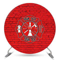 Lofaris Custom Firemen Theme Red Brick Wall Round Backdrop Kit