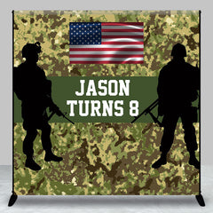 Lofaris Custom Flag Camouflage Soldier 8th Birthday Backdrop